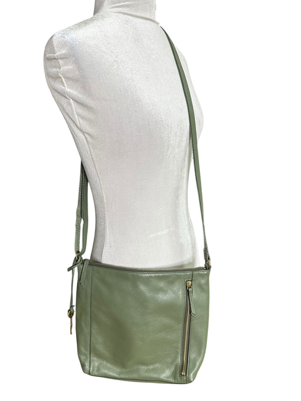 Fossil Tara Green Leather Crossbody Purse Bag